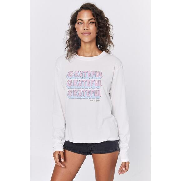 NEW Spiritual Gangster Grateful Active Long Sleeve Tee White Women's XS / Small - Picture 1 of 10
